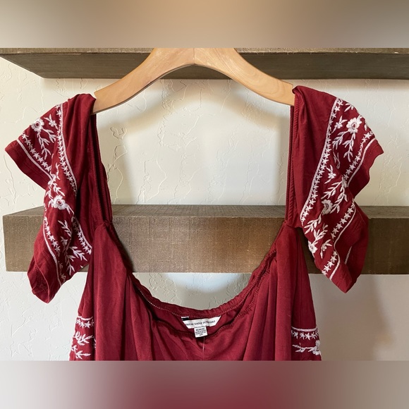 American Eagle|SOFT Burgundy Floral Embroidered Romper, Off the Shoulder•••NWT - Picture 4 of 13